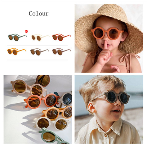 [sweet] children cartoon PC frame round sunglasses boy girls summer sunglasses