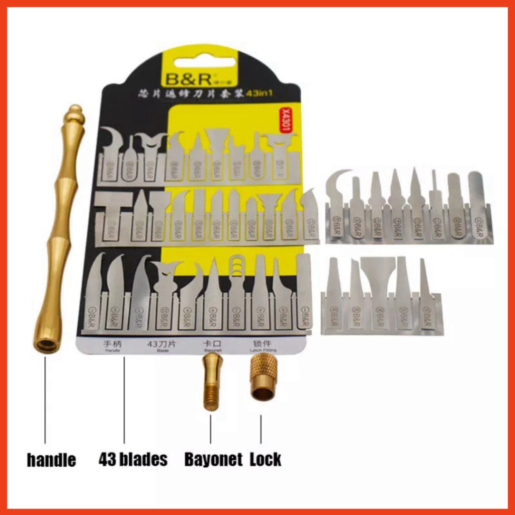 Bộ dụng cụ đục, tách IC, cạo keo B&R X4301 - 43 in 1