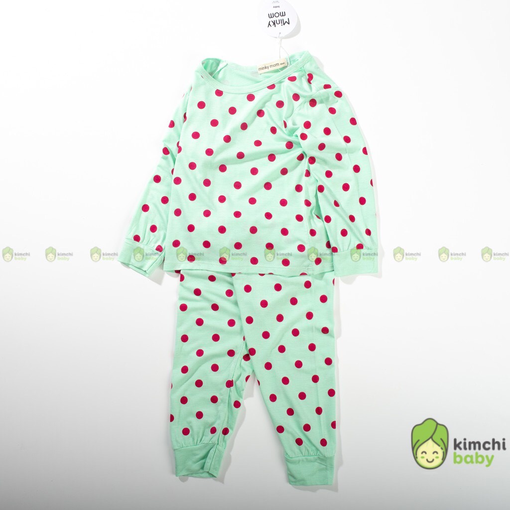 [Bé 7-19kg] Bộ tay dài thun lạnh Minky Mom chấm bi cho bé trai bé gái từ 7-19kg