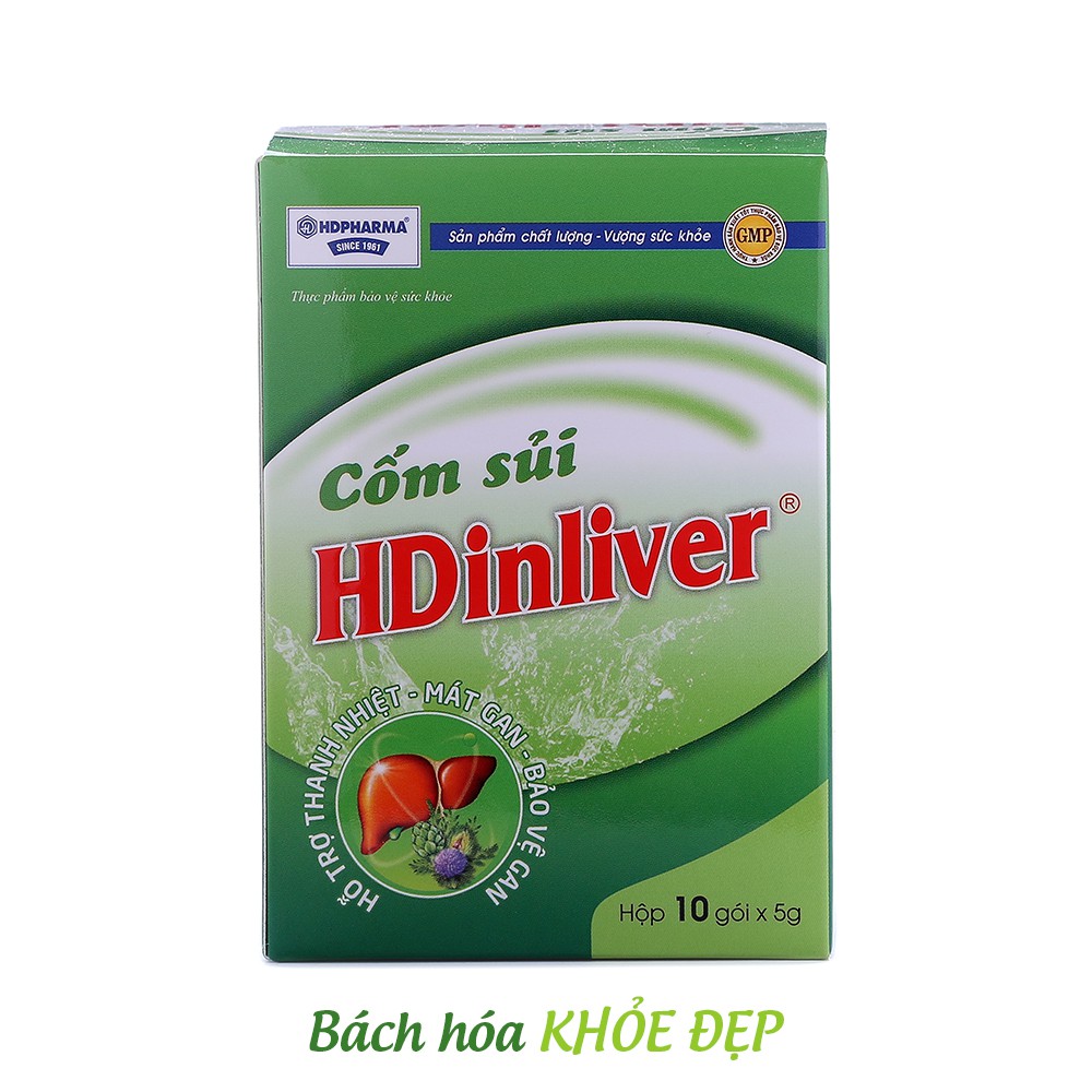 Cốm sủi HDinliver hỗ trợ thanh nhiệt, mát gan, bảo vệ gan - Hộp 10 gói [Cốm sủi HDinliver]