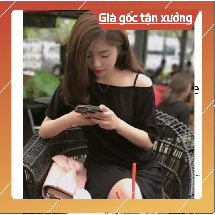 Váy cotton lệch vai chất liệu cotton 100% thấm hút mồ hôi hàng vnxk sz s m l