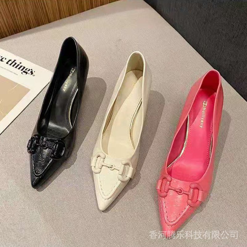 European station 2022 summer New genuine leather pointed stiletto low-cut slip-on shoes women's comfortable women's shoes fashion sGzq