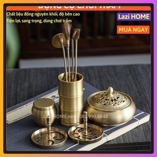 Trầm hương [HÀNG CAO CẤP], dụng cụ đốt trầm hương, tạo hình chất liệu đồng nguyên chất