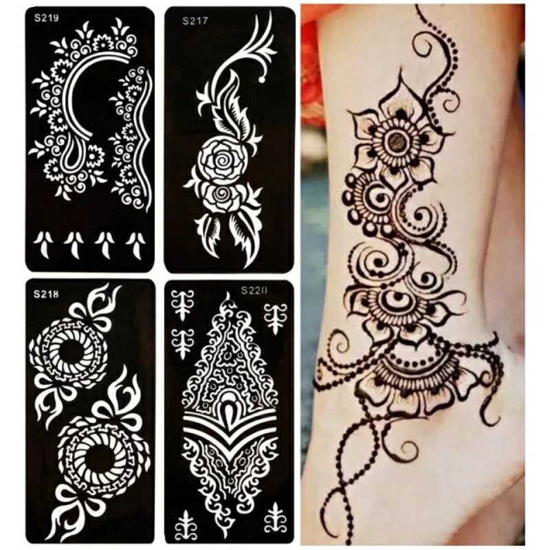 Hình xăm Henna cao cấp + Mực xăm tạm thời + Hướng dẫn sử dụng