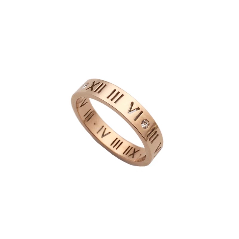 Nhẫn thép titan khắc số la mã 6-12 tùy chọn màu sắc