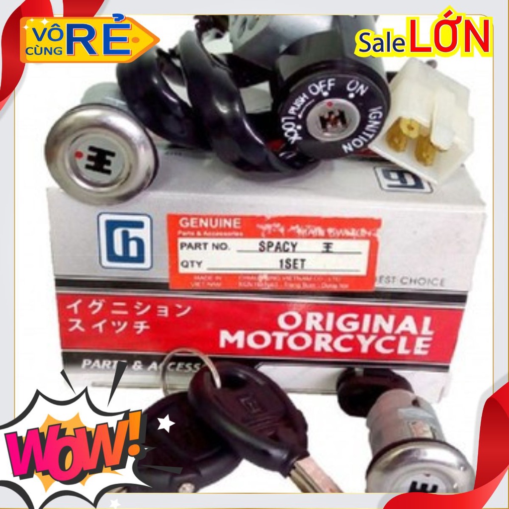 Bộ ổ khóa điện SPACY 6 cạnh, có yên xe Châu Hưng Chiau hung