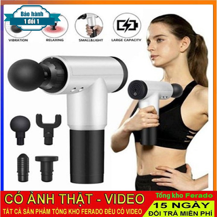 Súng Massage Cầm Tay FASCIAL GUN 4 Đầu 6 Chế Độ Chính Hãng Nhật Bản Giảm Cơ Căng Cơ Trị Nhức Mỏi Vai Gáy,Thoái Hóa Khớp