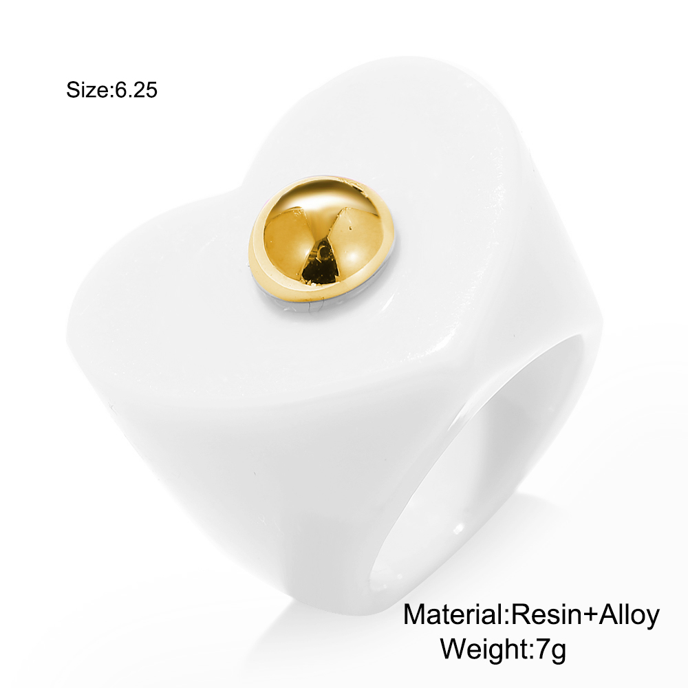 Nhẫn Nhựa Resin Hình Trái Tim Phong Cách Hàn Quốc