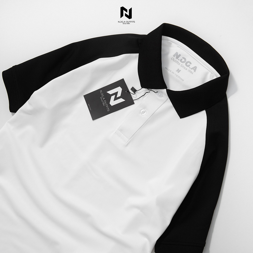 Áo Polo Nam N.GG.A phối màu trắng đen kiểu dáng lịch sự chất cotton 100% siêu thoáng mát - Đủ size