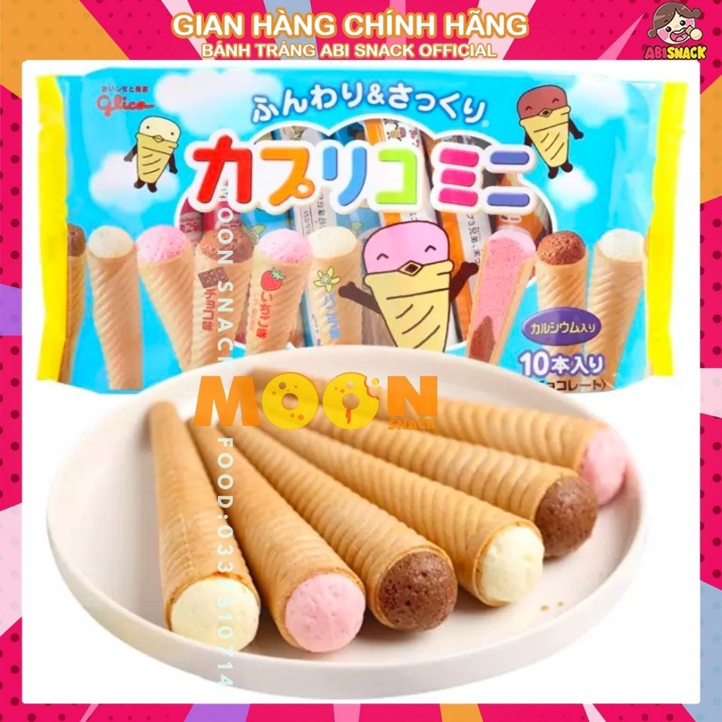 Bánh Kem Ốc Quế bánh quy ngọt GLICO CAPLICO Chính Hãng Nhật Bản Gói 10 chiếc