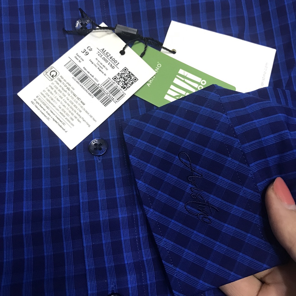 Áo sơ mi nam công sở dài tay ARISTINO sợi tre kháng khuẩn có túi Als24001