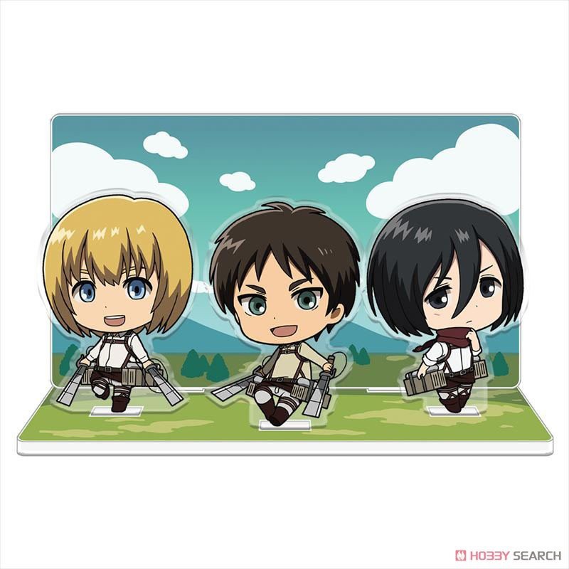 Bộ mô hình standee 3 nhân vật  ĐẠI CHIẾN TITAN ATTACK ON TITAN ver CHIBI Levi Hanji Eren Mikasa Erwin Armin