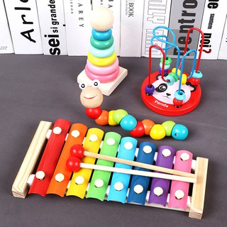 Combo 4 món đồ chơi gỗ phát triển trí tuệ sớm - Đồ chơi thông minh - an toàn cho bé