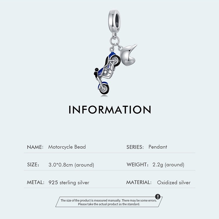 Hạt Charm bạc 925 Hình Xe Máy Bamoer