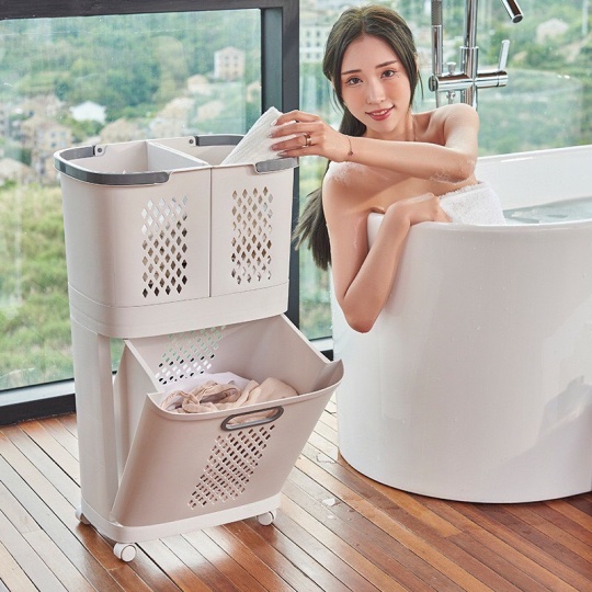 Kệ Nhựa 2 Tầng Có Bánh Xe