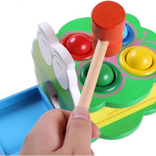 Bộ đồ chơi đập bóng Ếch bằng gỗ  - Quà 1/6 cho bé -  Đồ chơi gỗ Smart Baby dochoigo040