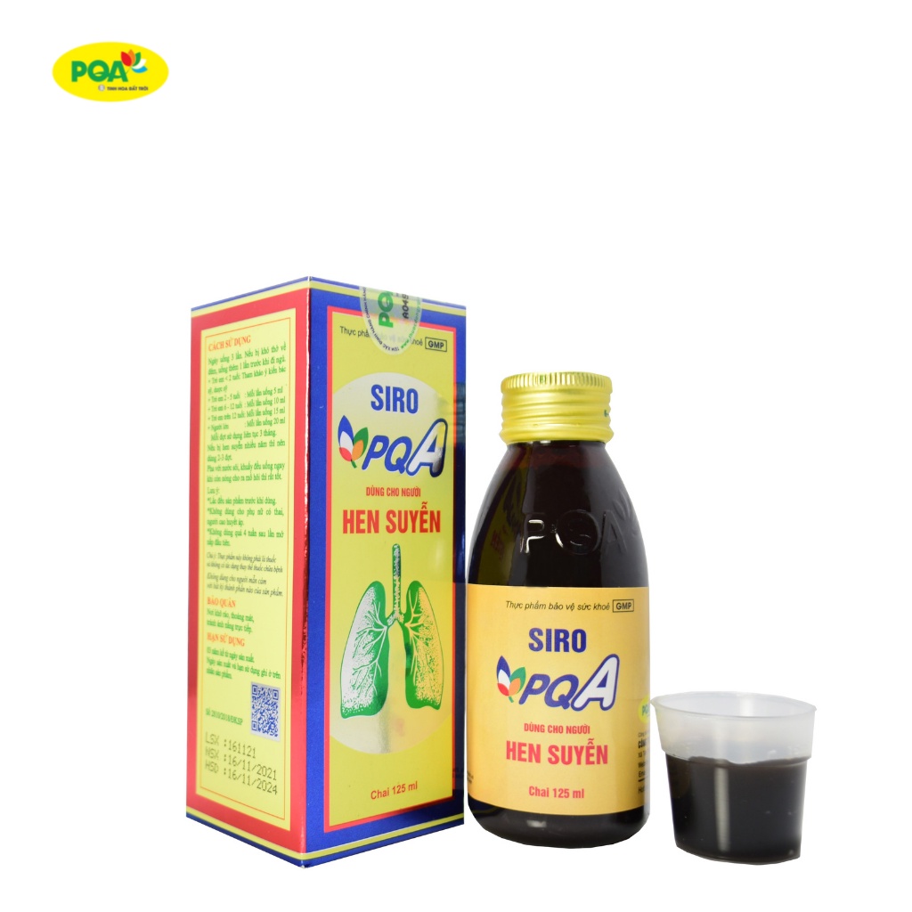 Siro Hen Suyễn PQA Giúp Giải Cảm Hàn, Hóa Thấp, Thông Phế, Bình Suyễn Và Hỗ Trợ Thông Thoáng Đường Thở Hộp 125ml