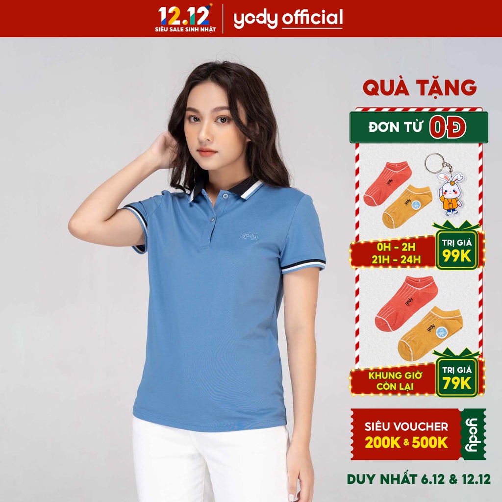 [Mã WABRYD121 giảm 10% tối đa 30k đơn 99k] Áo Polo Yody nữ mắt chim phối bo 01 chất liệu Cotton mềm mại APN3704