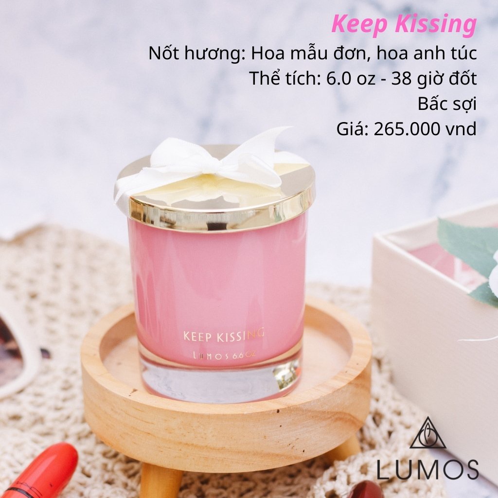 Nến Thơm Cao Cấp Lumos  Keep Kissing (Hoa mẫu đơn, dưa lưới, trái cây nhiệt đới) – NT27 - Nến trang trí, thư giãn