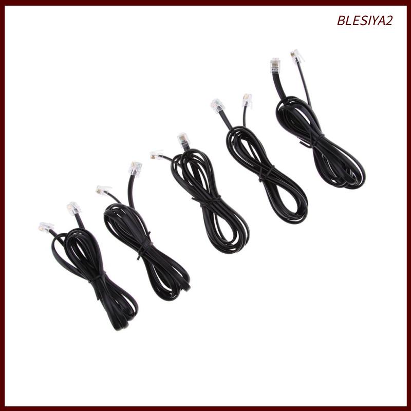 [Blesiya2] Set 5 Dây Cáp Điện Thoại Chuyển Đổi Từ Đầu Cắm 6P6C RJ12 Sang Cổng Cắm Thẳng Dài 1.5m
