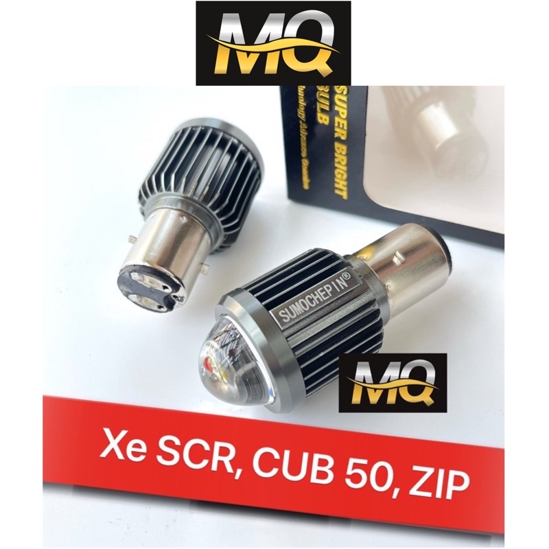 ❒✇Đèn Pha Led Bi Cầu 2 Mầu Cos Vàng Trắng Xe Zip, SCR, Điện, Super Cub Chip Mini L2