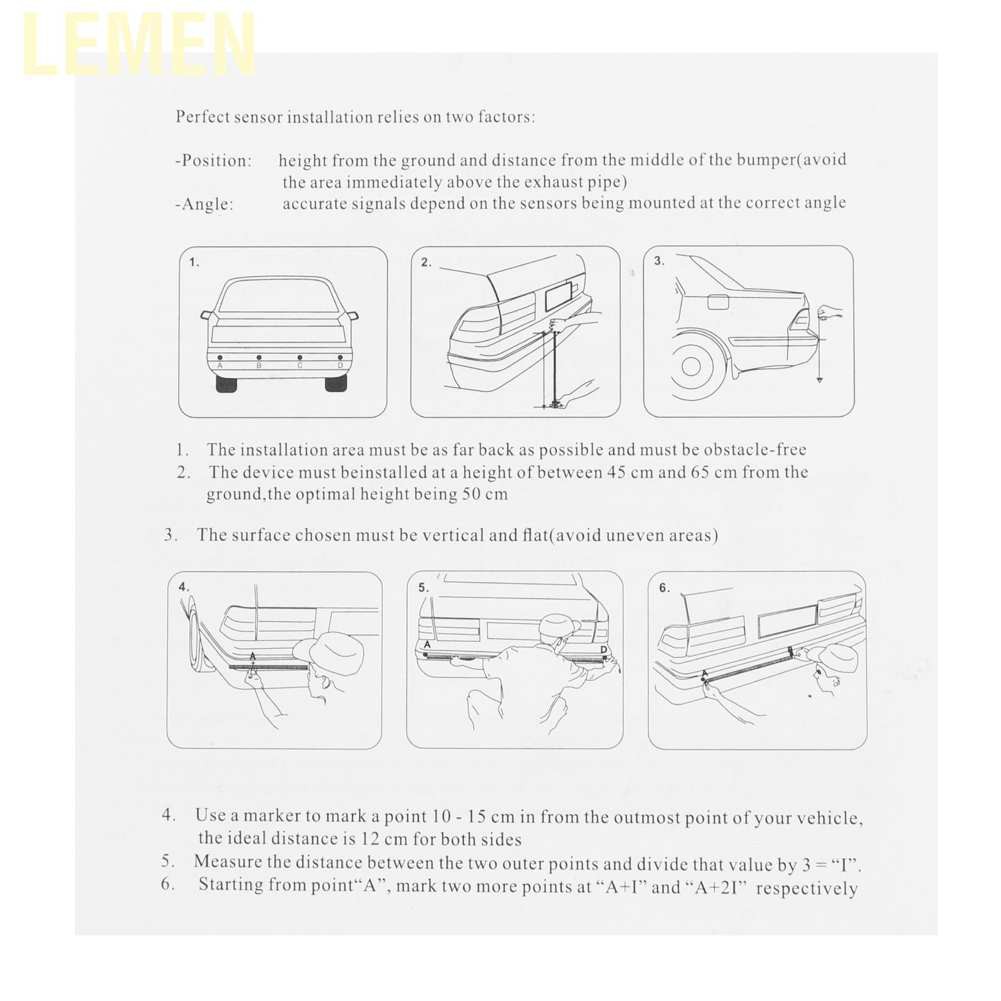 Bộ Radar Cảm Biến Đỗ Xe Lemen 12v Dc + 4 Cảm Ứng Led