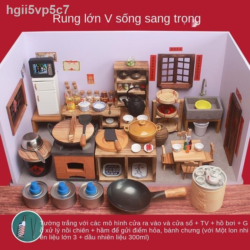 Đồ ăn chơi nhà thu nhỏ mini bếp nông trại trọn bộ trẻ em nấu nồi được và dùng thực