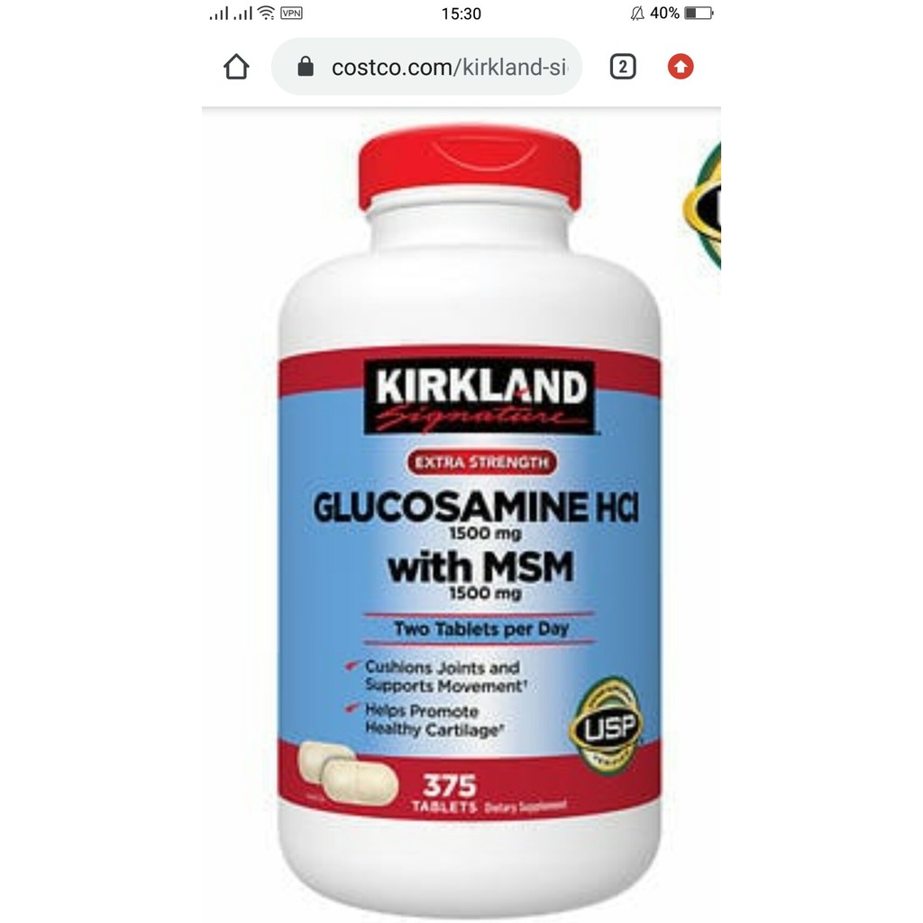 Sản phẩm khớp glucosamin hcl with msm 1500mg