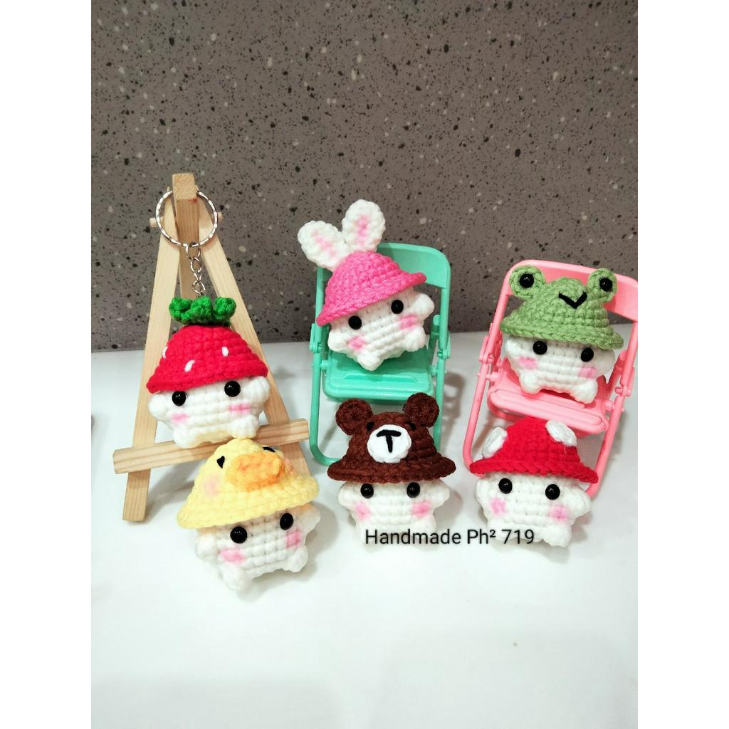 Móc khóa bé Nấm bằng len cute ❤️🍄🐻🍓🥕🍆🐰