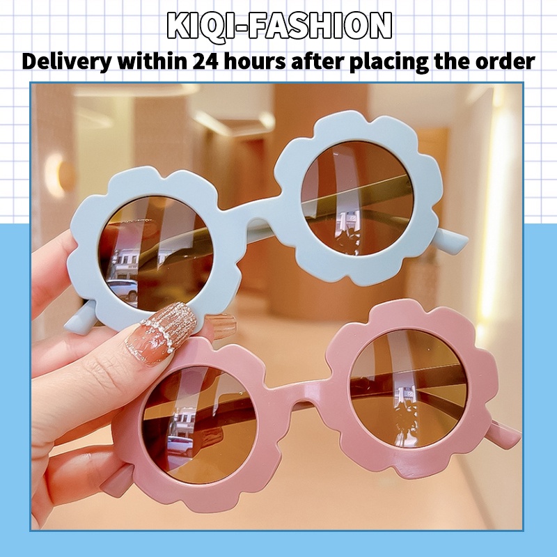 (KIQI-FASHION) COD Kính Mát Chống Tia UV400 Hình Hoa Hướng Dương Thời Trang Cho Bé Gái