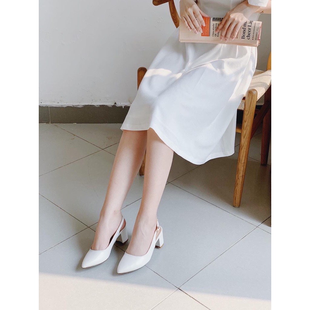 Giày sandal nữ cao gótslingback vintage quai hậu mũi nhọn bít mũi  gót nhọn 5 phân Hàn Quốc _ CG-0GIAYDEDANGMI