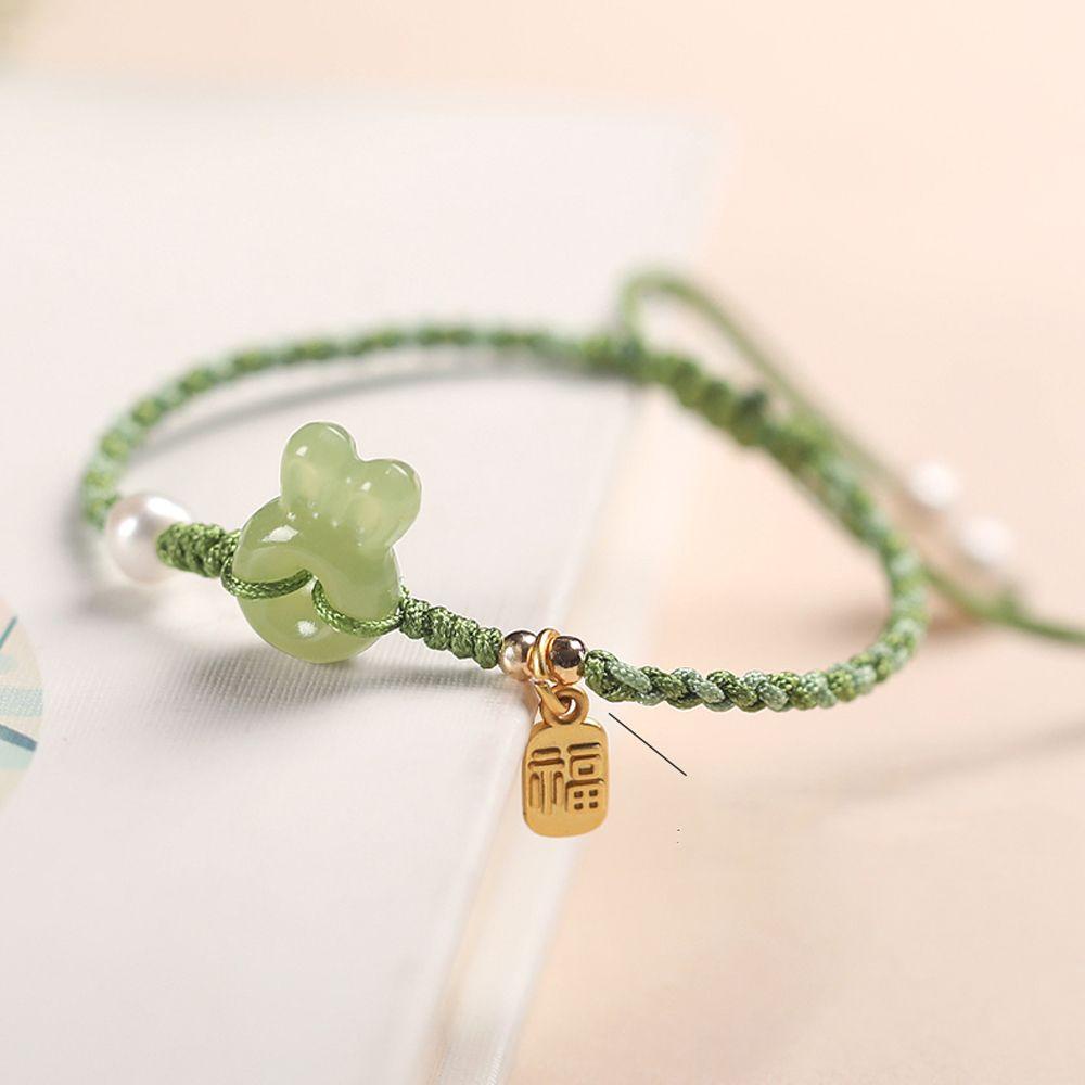 Vòng Đeo Tay Mặt Hình Thỏ Màu Xanh Lá Ngọt Ngào Cho Nữ