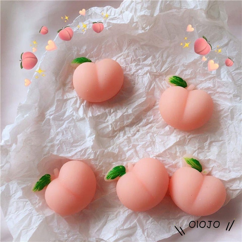 Siêu dễ thương Silicone màu hồng đào Đồ chơi Bóp dành cho Người lớn Trẻ em Căng thẳng Giảm căng thẳng Đồ chơi Thần tài Giải nén Trang trí Thiết bị-OLO