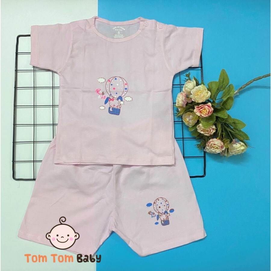 Bộ quần áo trẻ em cotton 100% Tay Ngắn Cài Vai Màu Thái Hà Thịnh, hàng Việt Nam chất lượng