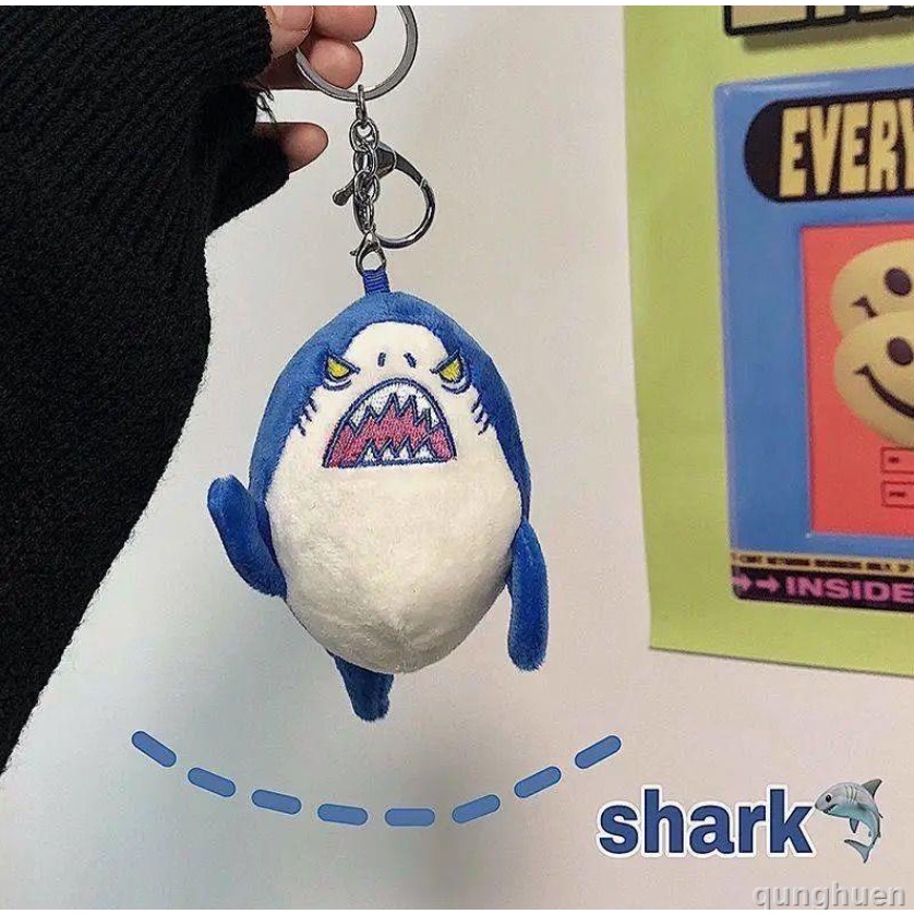 Móc khóa bông cá mập cài túi balo siêu xinh phong cách giá rẻ làm quà tặng ý nghĩa