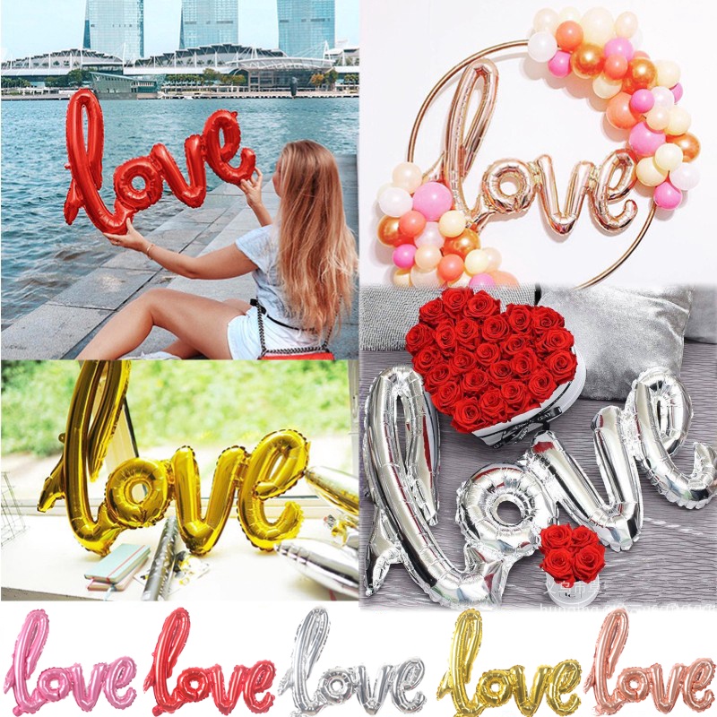 Bong Bóng Lõi Nhôm Hình Chữ love 36 inch Dùng Trang Trí Tiệc