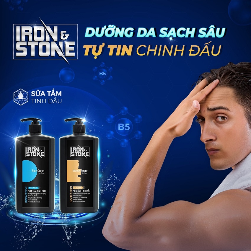 Sữa tắm tinh dầu IRON & STONE innovation hương Blue Ocean 650g Z0302 - Dành cho nam