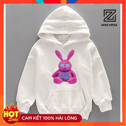Áo hoodie Unisex in hình Thỏ, Áo khoác nỉ, Áo hoodie tay dài dáng rộng nam nữ - K082