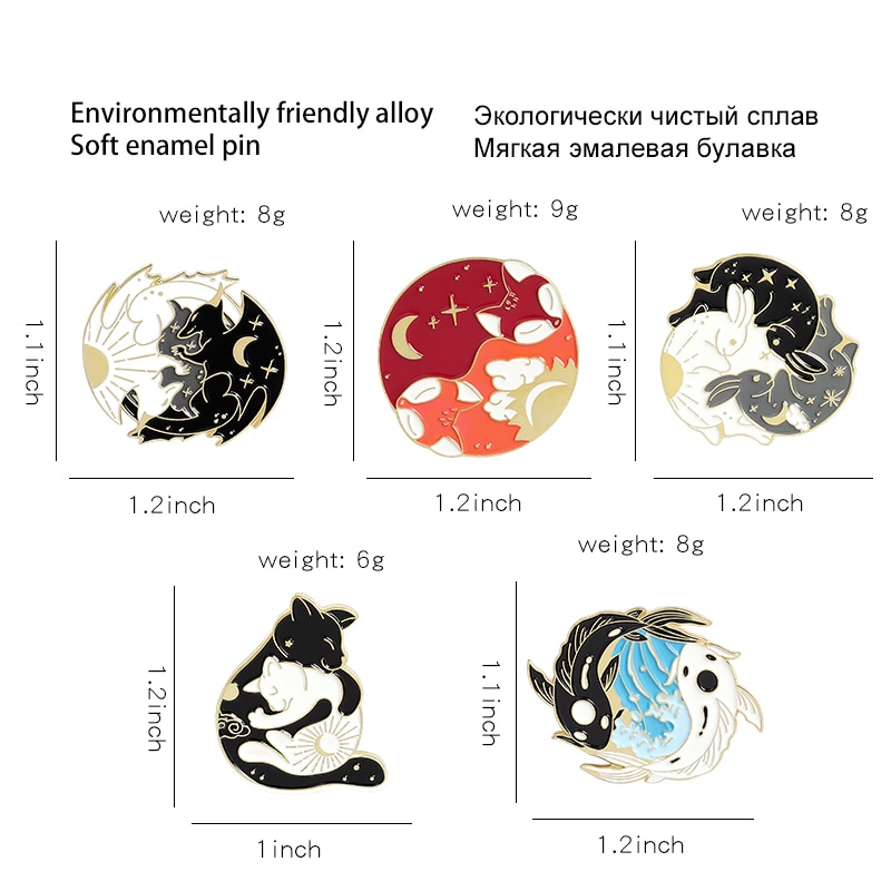 Set 5 ghim cài áo QIHE JEWELRY kiểu dáng hoạt hình tùy chọn chất lượng cao