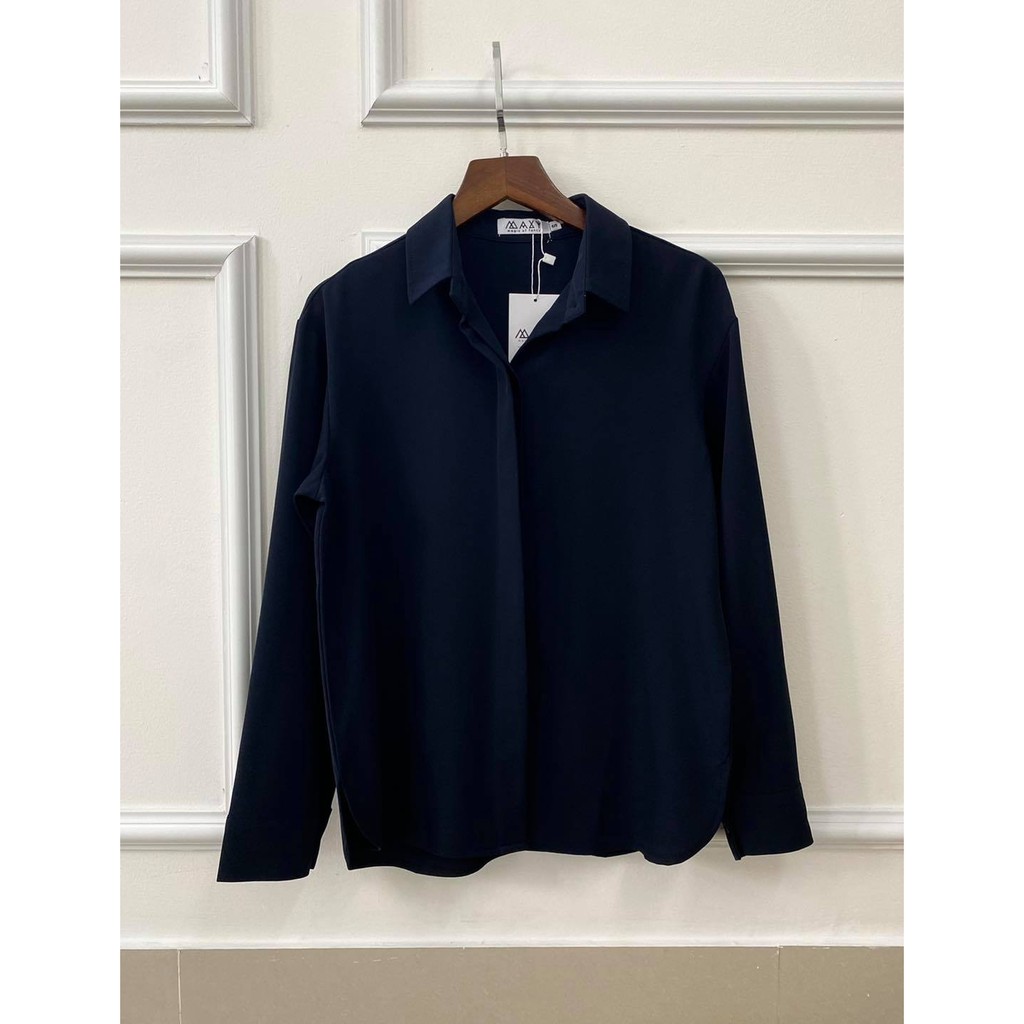 Áo sơ mi nữ tay dài công sở navy basic shirt Maxy Workshop