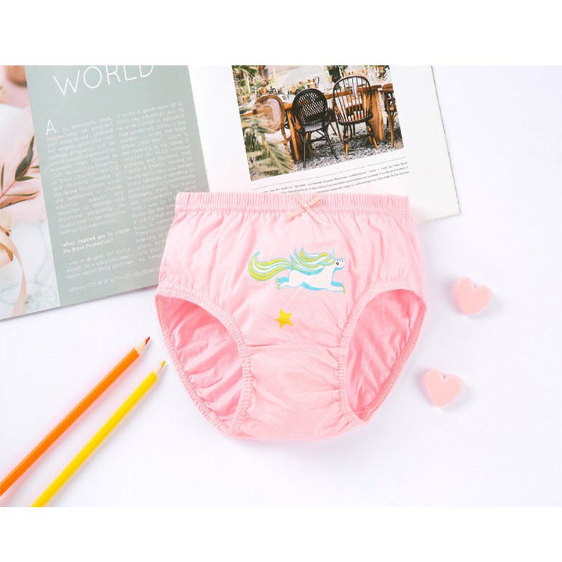 Quần lót bé gái, Set 5 chiếc Quần chíp bé gái tam giác kháng khuẩn 100% Cotton Xuất Hàn Quốc dành cho bé gái từ HT07