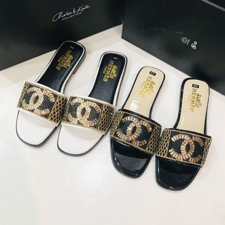 Dép lê nữ bệt thời trang đính đá lấp lánh quai ngang