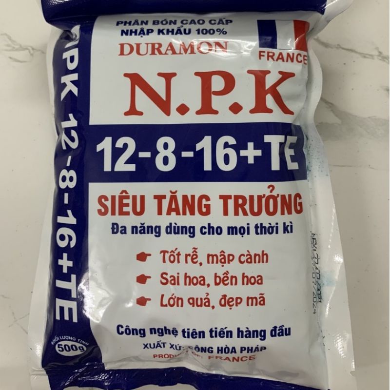 Phân bón NPK 12-8-16+TE (siêu tăng trưởng) 500gr - sử dụng mọi thời kỳ