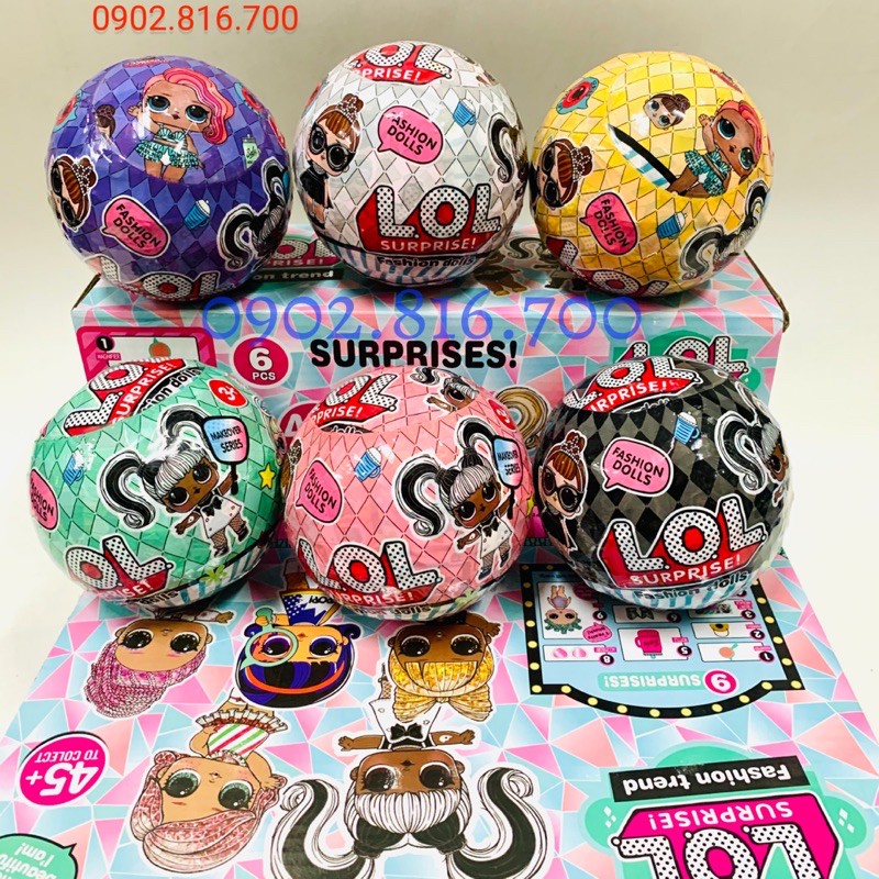 Hộp đồ chơi 6 quả trứng bất ngờ búp bê lấp lánh LOL SURPRISES