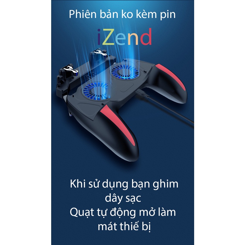 Tay cầm chơi game PUBG Freefire có quạt tản nhiệt - H10 2 quạt Quạt kèm pin làm mát điện thoại