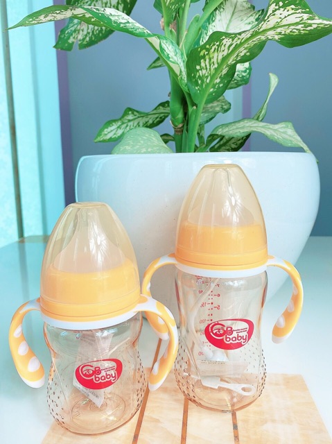 Bình sữa PPSU GB-Baby cổ rộng 180ml và 240ML có tay cầm (tặng núm ti silicon)