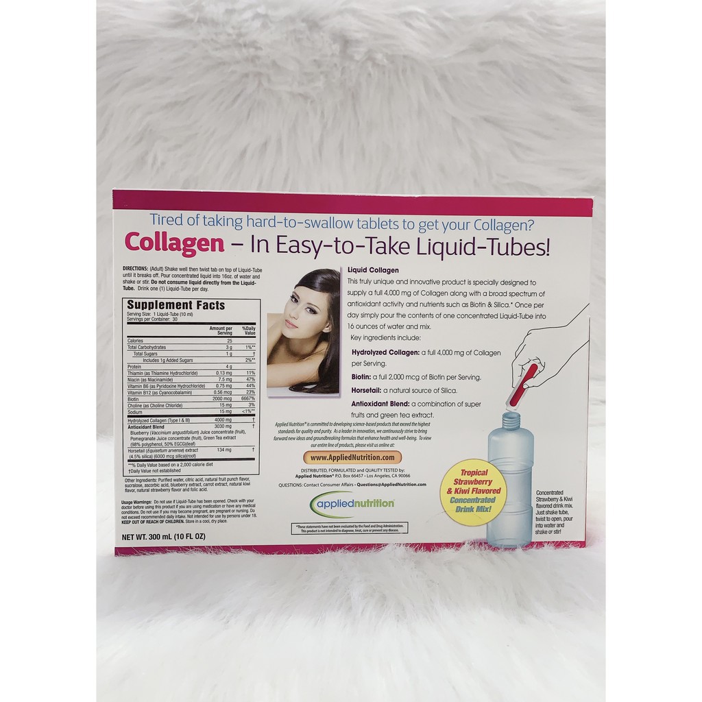 [HÀNG MỸ] Collagen Nước Dạng Ống Applied Nutrition Liquid Collagen Drink Mix 4000 Mg 30 ống.