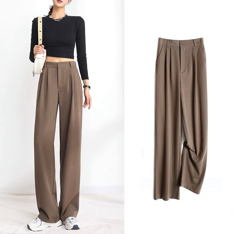 Quần dài IELGY lưng cao dáng rộng mỏng thời trang cá tính thông dụng dành cho nữ