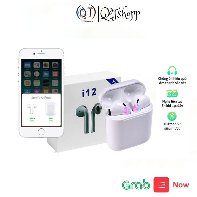 Tai nghe Bluetooth i12 TWS 5.0 tai nghe i12 không dây bản Quốc tế âm thanh chuẩn HIFI dùng cho IOS Android