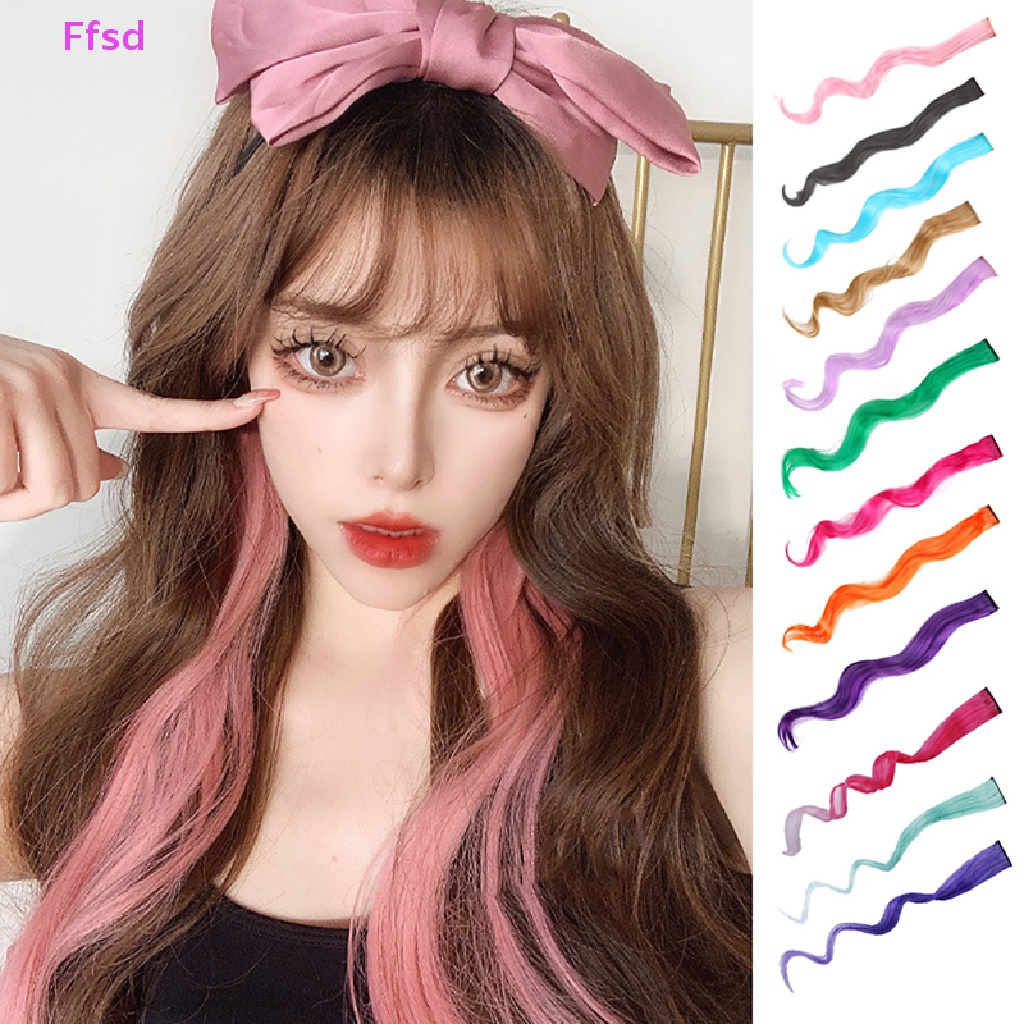 {Ffsd} Tóc Giả Xoăn Dài Vô Hình Màu Gradient Có Kẹp